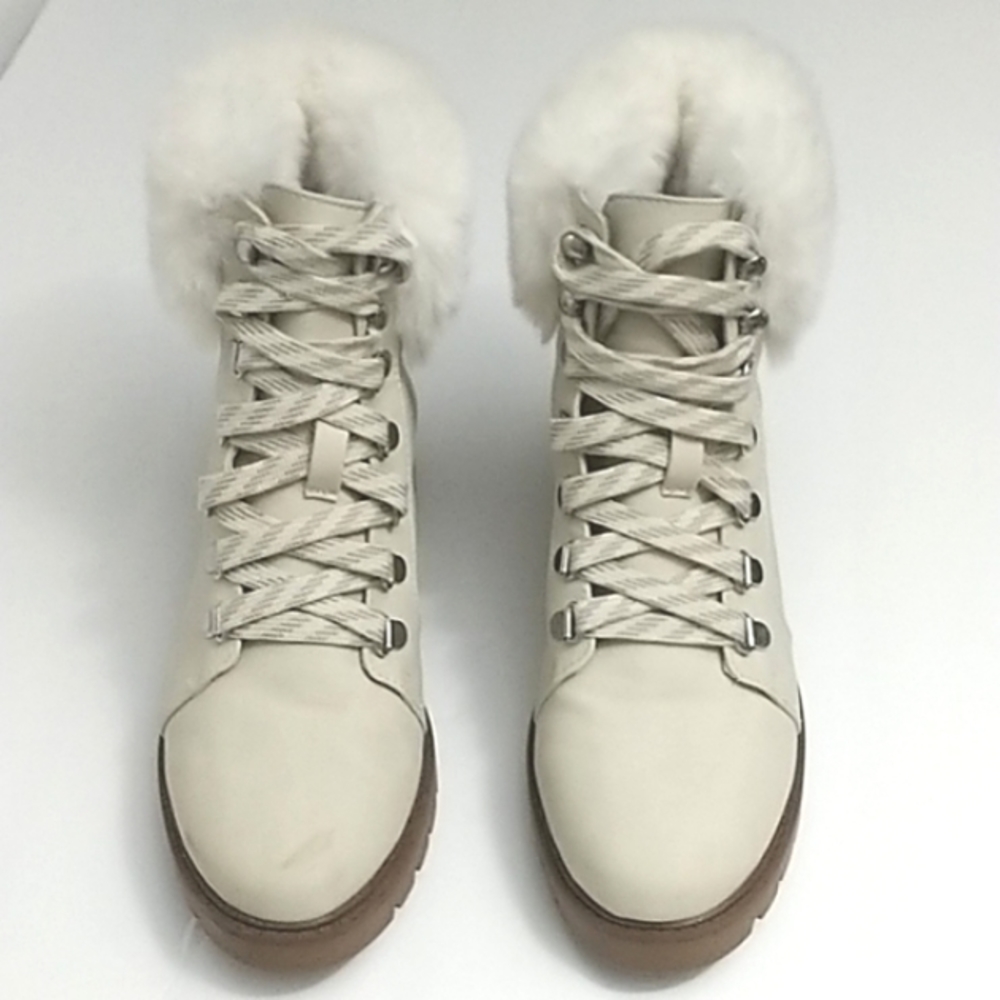 Esprit Ivory Winter White Faux Fur Leather Boots